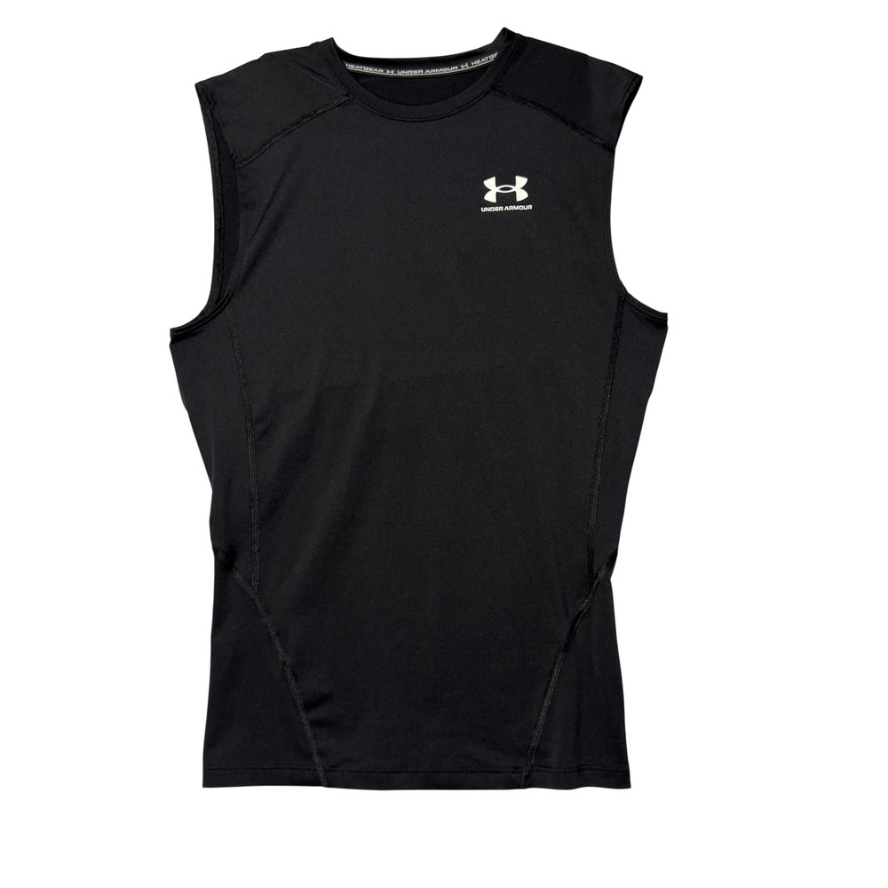 Under Armour Mens M HeatGear Compression Tank Shirt Black Sleeveless Shirt